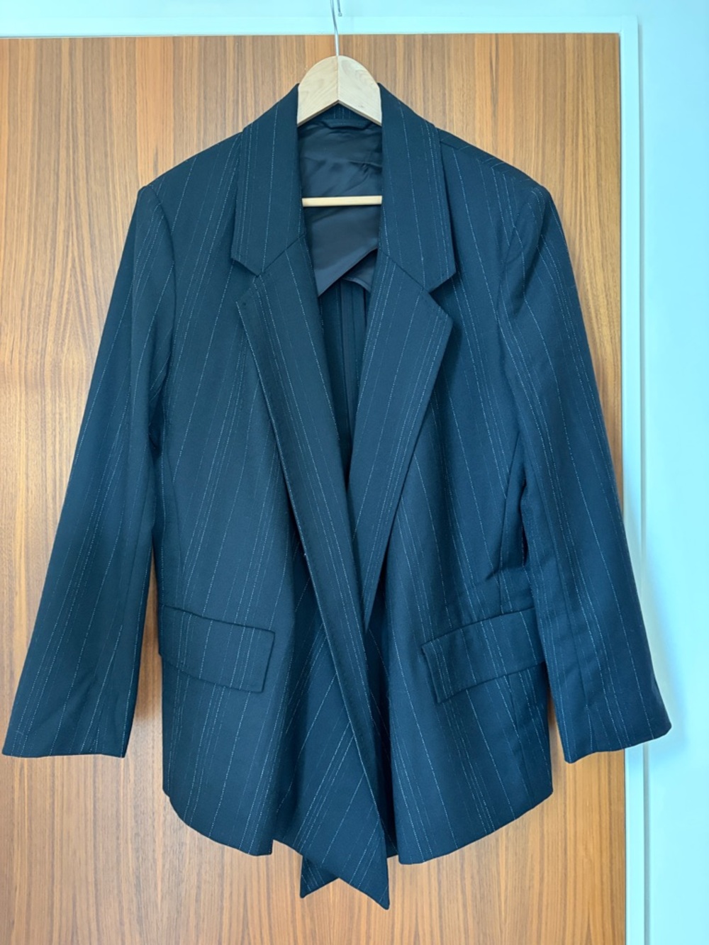 NWOT COS Wool Pinstripe Asymmetric Blazer